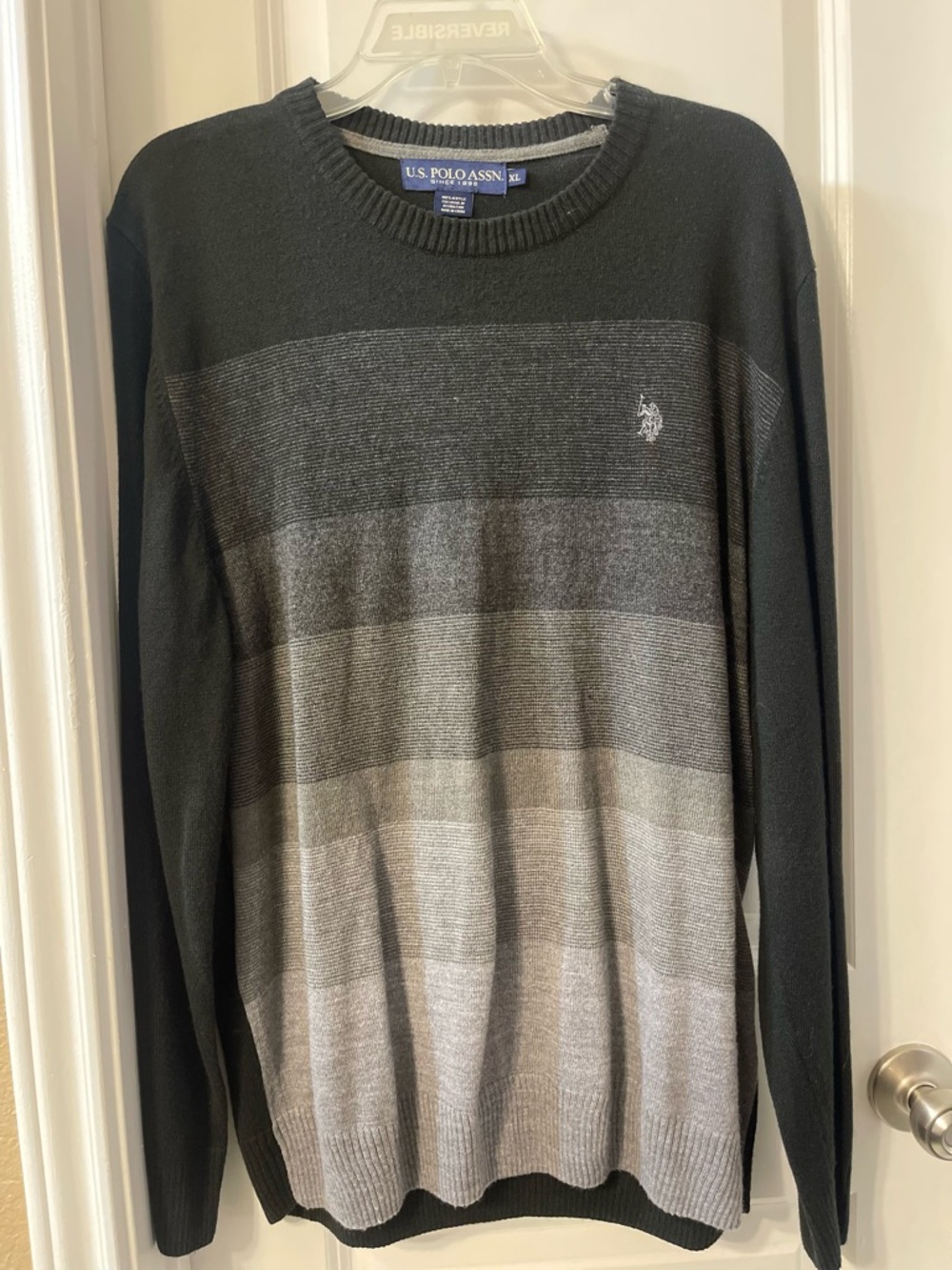 U.S. Polo Assn. Gradient Black to Gray Striped Crewneck Sweater